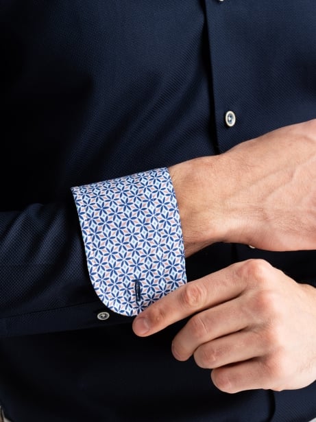 Camicia uomo in cotone operato blu scuro button down Invidia 1973 2