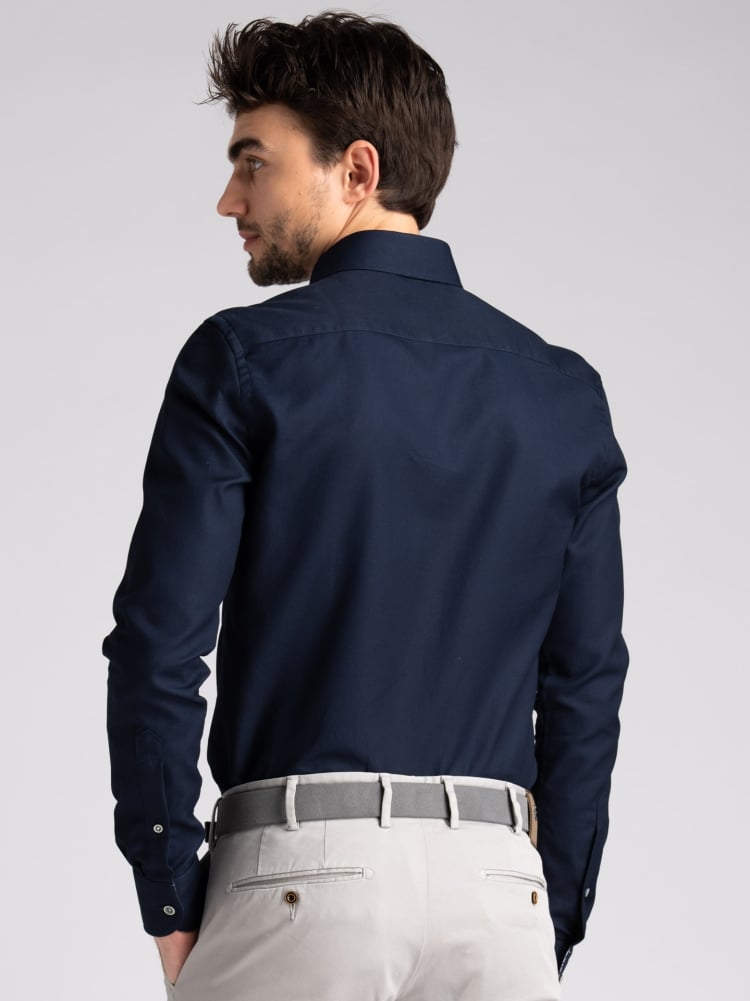 Camicia uomo in cotone operato blu scuro button down Invidia 1973