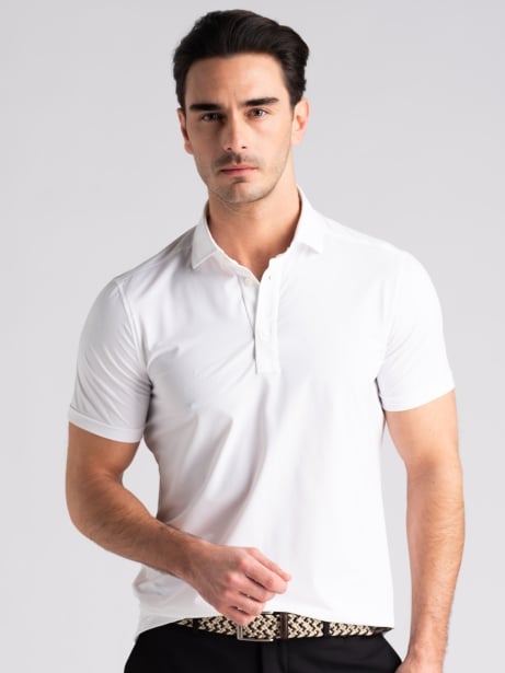 Polo uomo TECNO traforata a mezza manica con collo a camicia Invidia 1973