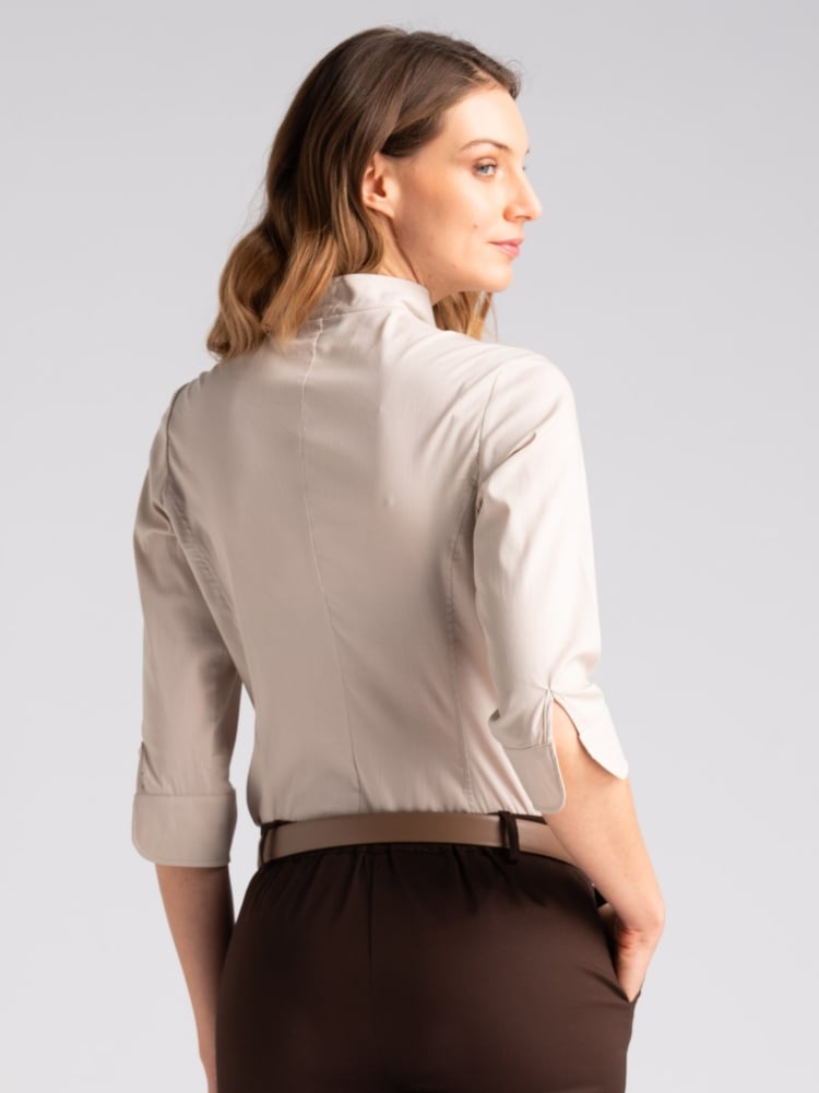 Camicia donna in popeline beige collo coreanoInvidia 1973