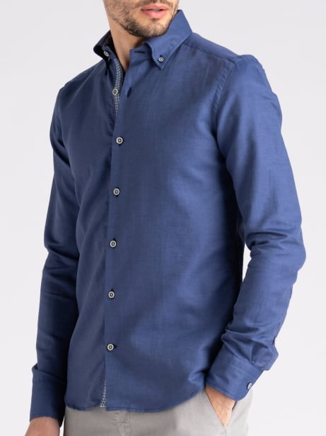 Camicia uomo misto lino denim washed button down Invidia 1973
