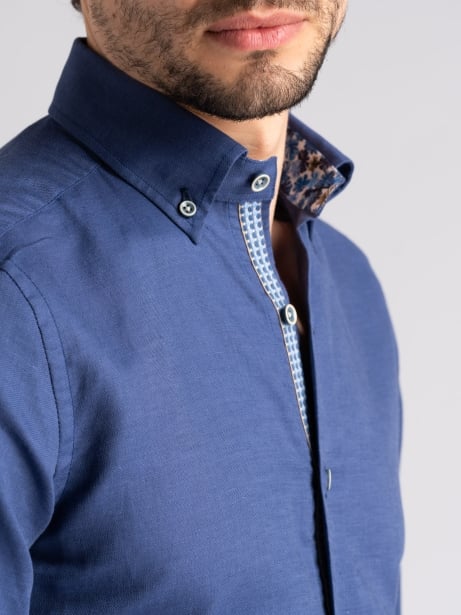Camicia uomo misto lino denim washed button down Invidia 1973 2