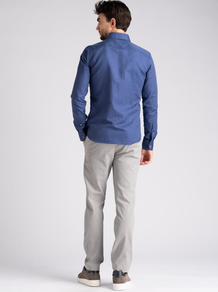 Camicia uomo misto lino denim washed button down Invidia 1973