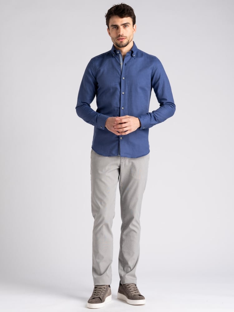 Camicia uomo misto lino denim washed button down Invidia 1973
