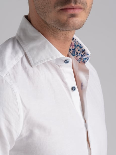 Camicia uomo misto lino bianca button down Invidia 1973 2