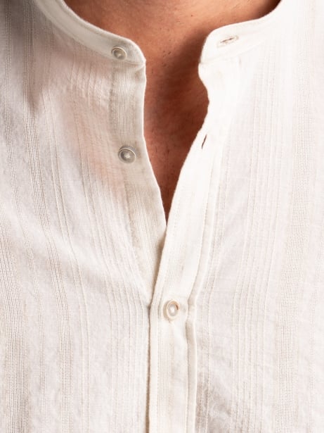 Camicia uomo operata beige effetto panama collo coreano Invidia 1973 2
