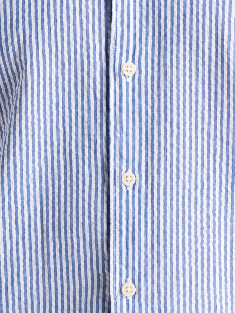 Camicia uomo seersucker rigata tortora semi francese Invidia 1973