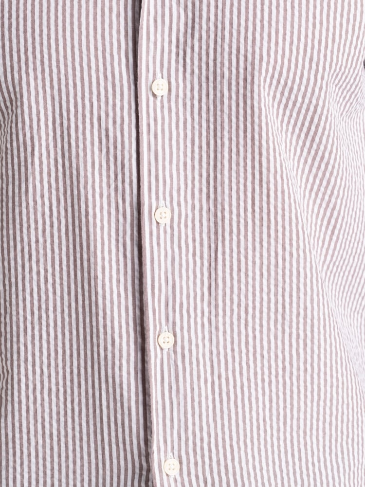 Camicia uomo seersucker rigata tortora semi francese Invidia 1973