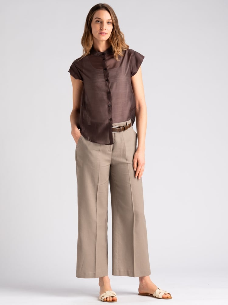 Camicia donna in mussola con collo coreano Invidia 1973