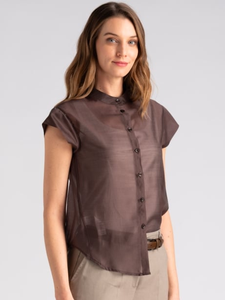 Camicia donna in mussola con collo coreano Invidia 1973 2
