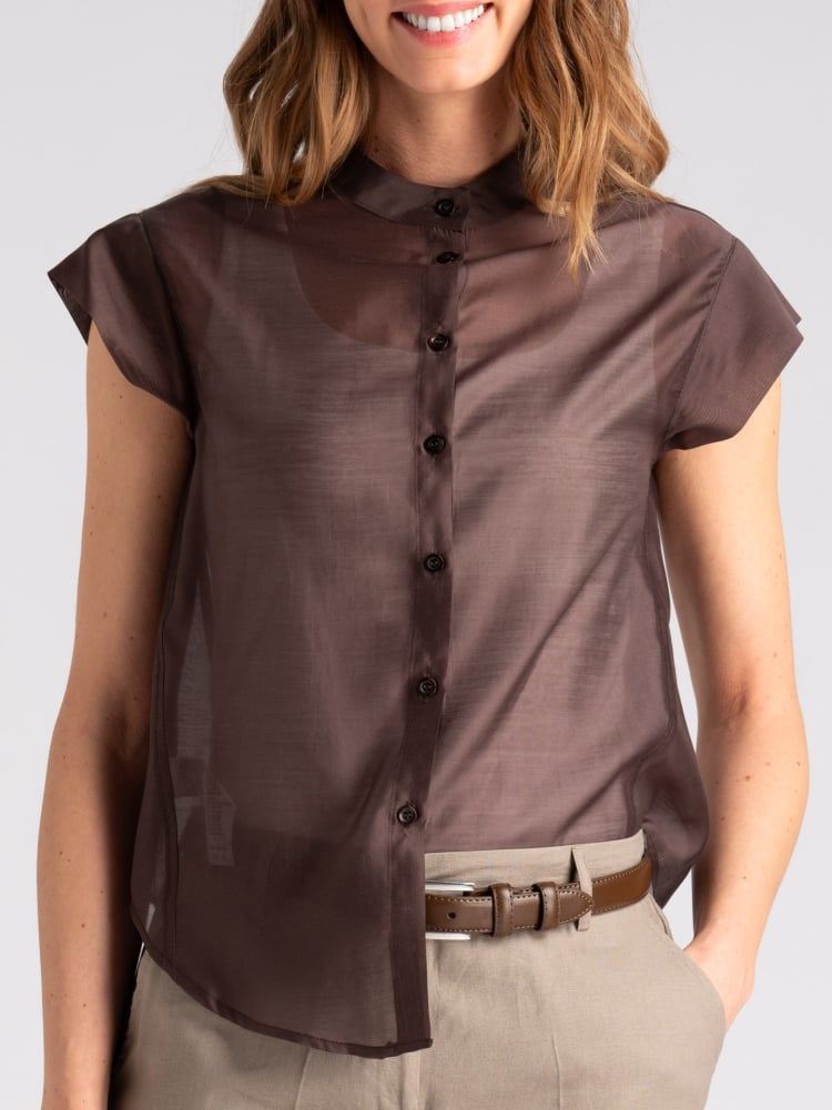 Camicia donna in mussola con collo coreano Invidia 1973
