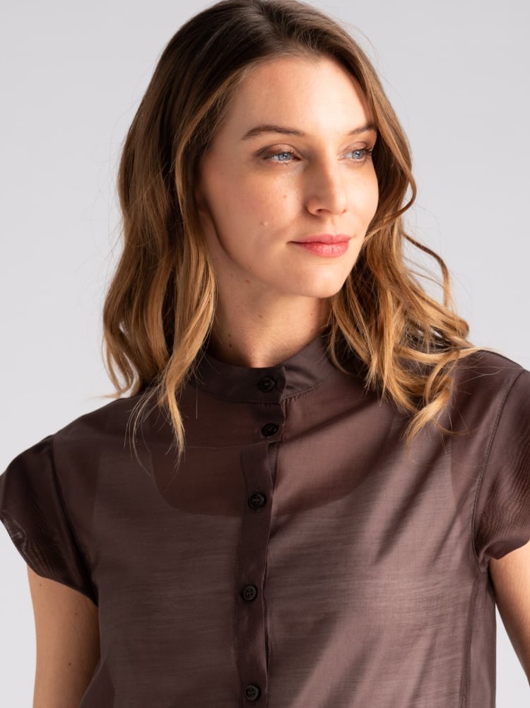 Camicia donna in mussola con collo coreano Invidia 1973
