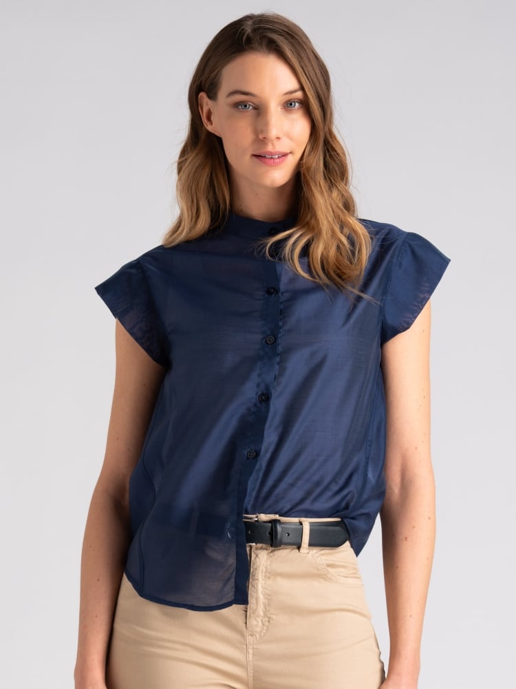 Camicia donna in mussola con collo coreano Invidia 1973