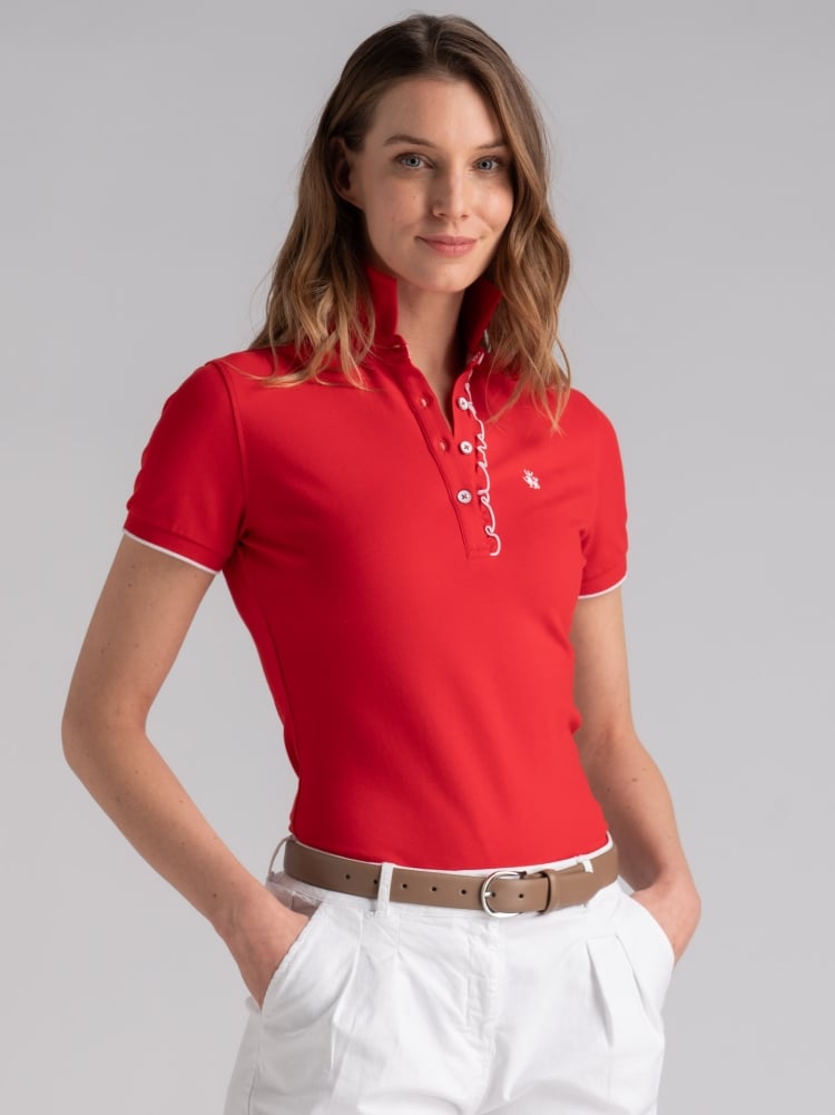 Polo donna in cotone piquet stretch mezza manica Invidia 1973