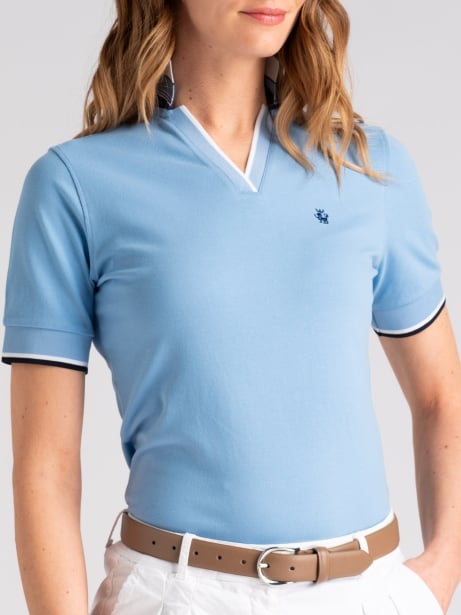 Polo donna mezza manica scollo a V e rib multicolore Invidia 1973