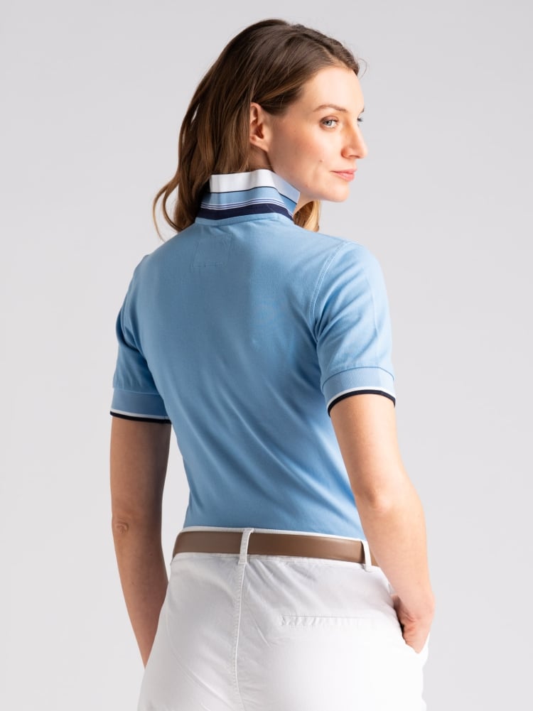 Polo donna mezza manica scollo a V e rib multicolore Invidia 1973