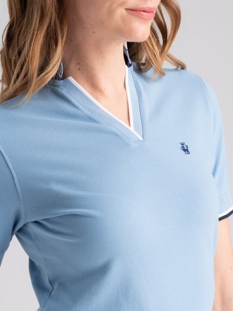Polo donna mezza manica scollo a V e rib multicolore Invidia 1973 2
