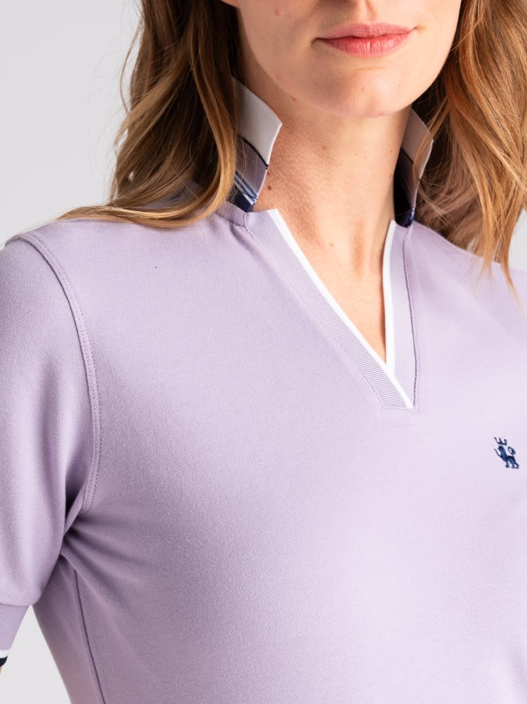 Polo donna mezza manica scollo a V e rib multicolore Invidia 1973