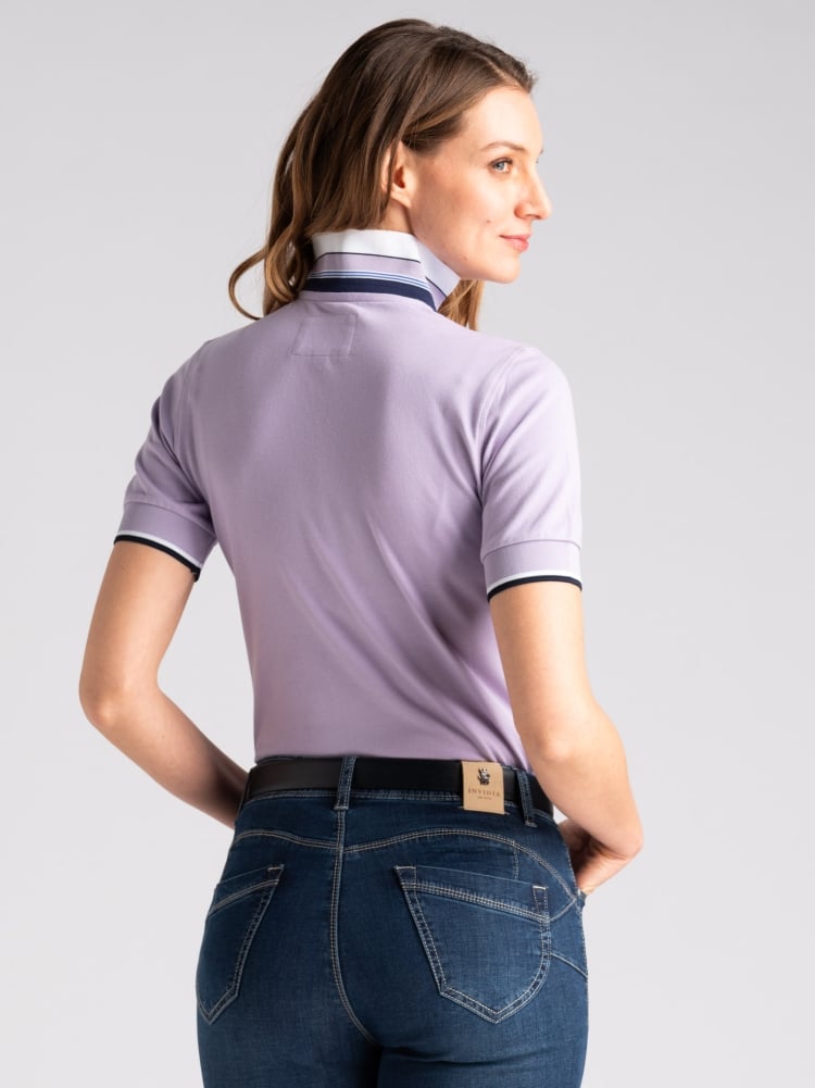 Polo donna mezza manica scollo a V e rib multicolore Invidia 1973