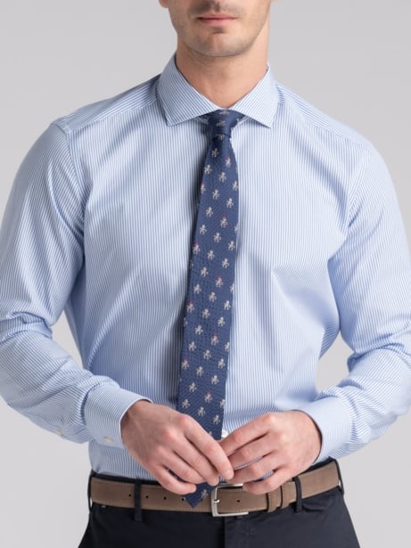 Camicia uomo rigata azzurra collo semi francese Invidia 1973