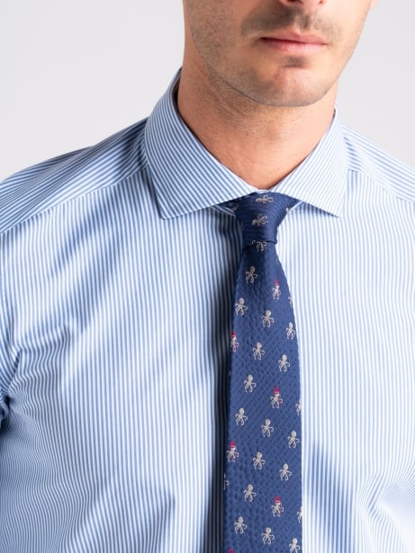 Camicia uomo rigata azzurra collo semi francese Invidia 1973 2