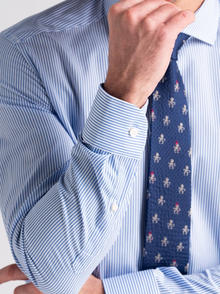 Camicia uomo rigata azzurra collo semi francese Invidia 1973