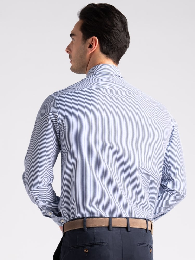 Camicia uomo rigata blu collo semi francese Invidia 1973