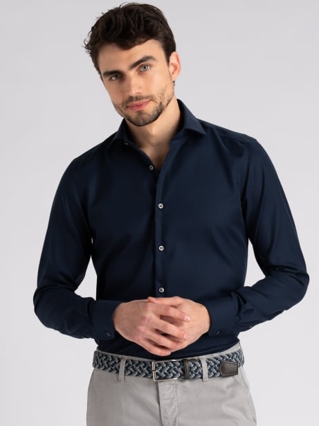 Camicia uomo No-Stiro tinta unita in cotone twill Invidia 1973