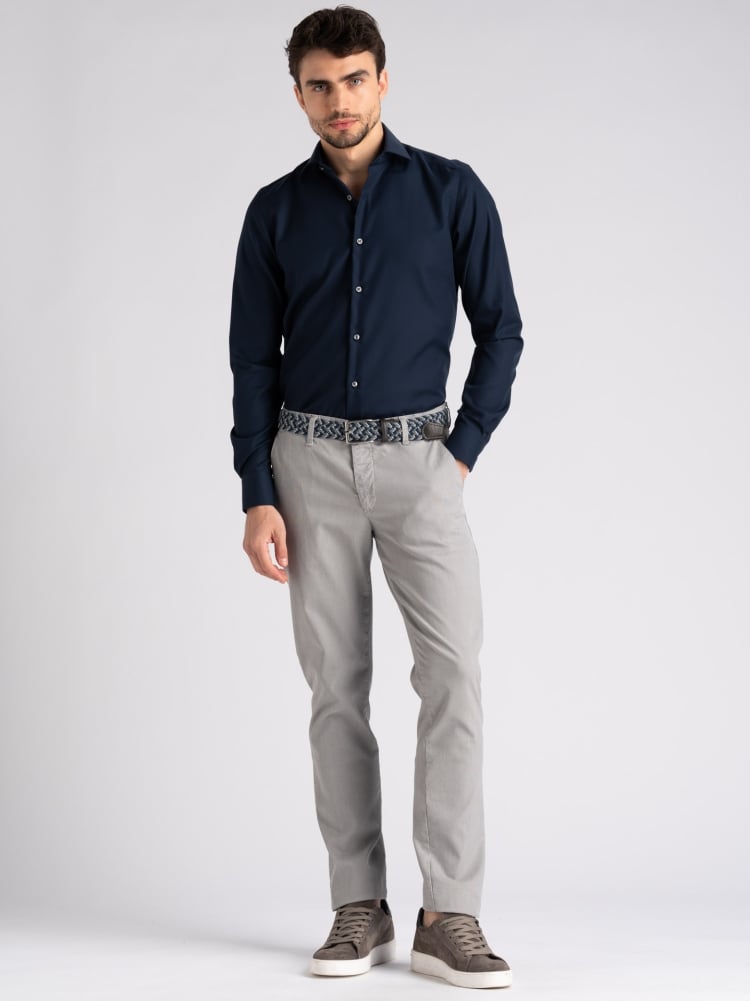 Camicia uomo No-Stiro tinta unita in cotone twill Invidia 1973