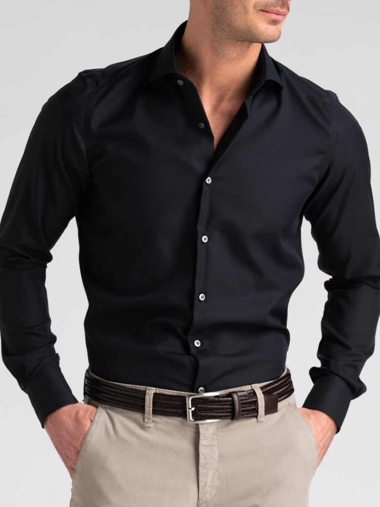Camicia uomo No-Stiro tinta unita in cotone twill Invidia 1973