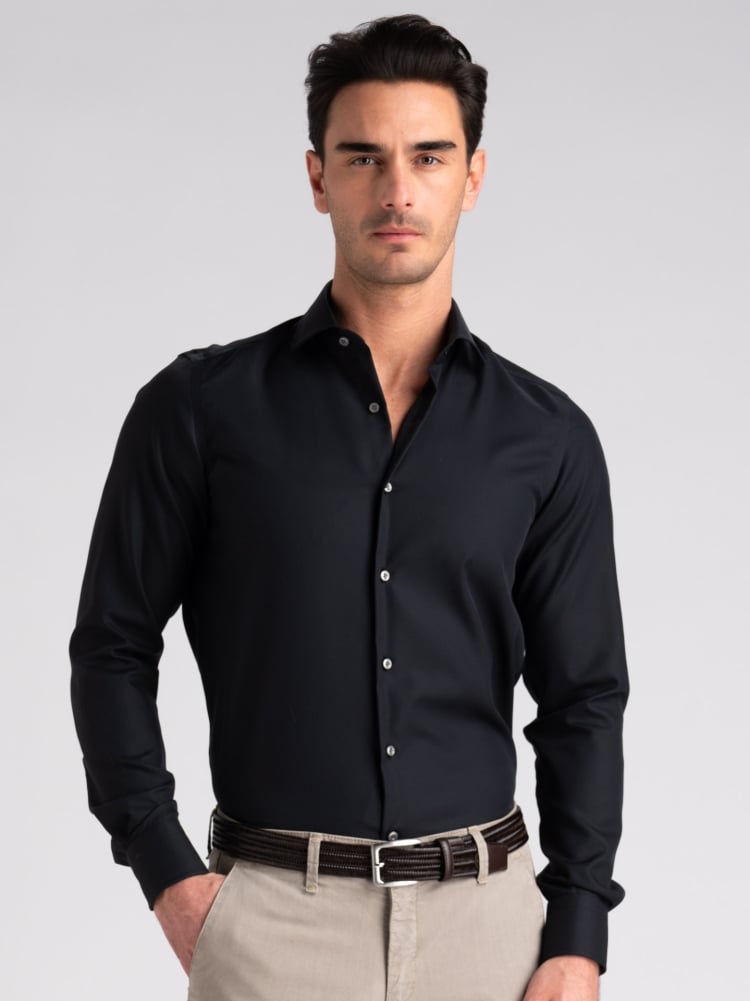 Camicia uomo No-Stiro tinta unita in cotone twill Invidia 1973