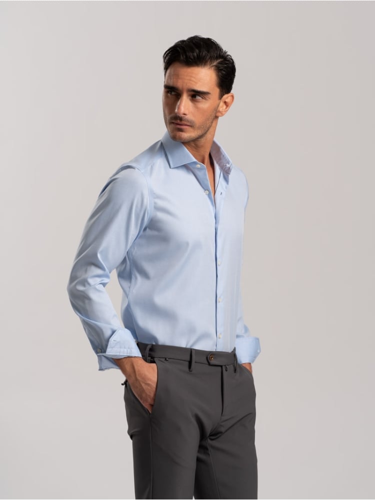 Camicia uomo No-Stiro tinta unita in cotone twill Invidia 1973