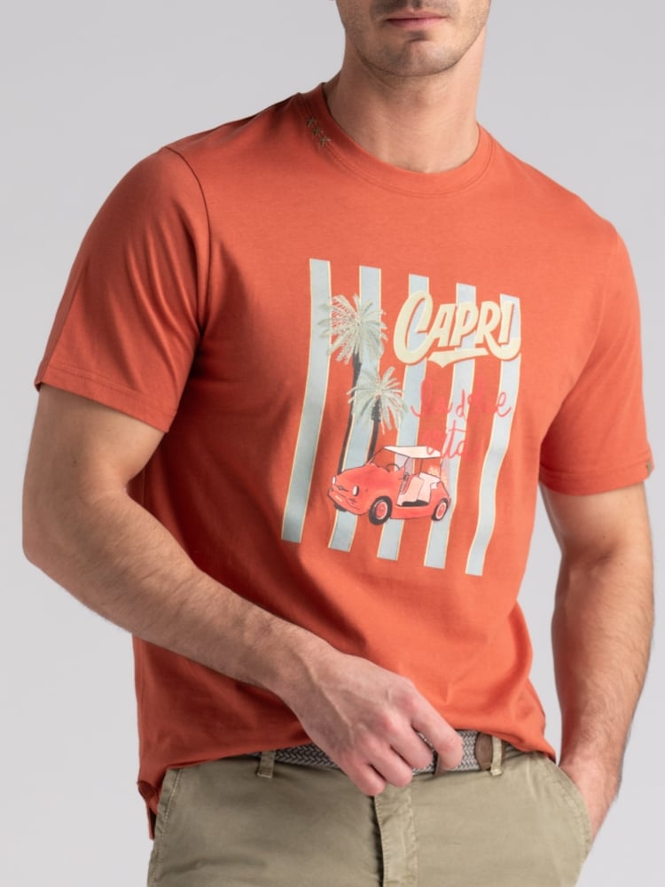 T-shirt uomo in jersey stampa Capri Invidia 1973