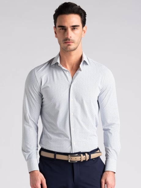 Camicia uomo TECNO bianca con micro disegno Invidia 1973