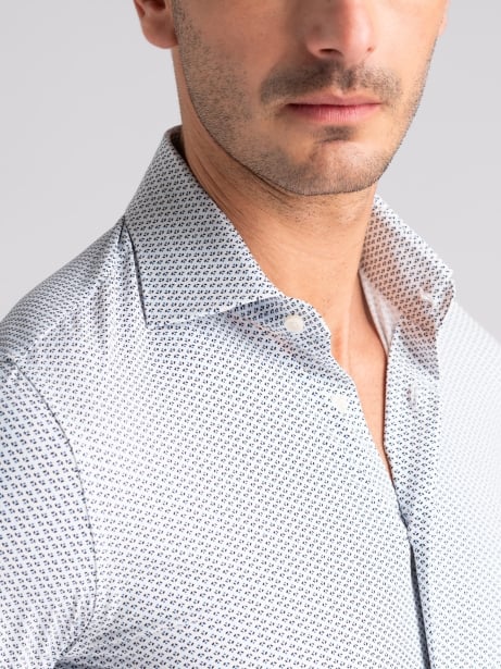Camicia uomo TECNO bianca con micro disegno Invidia 1973 2