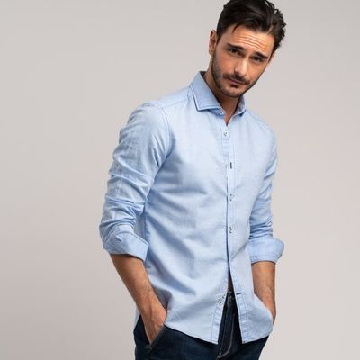 Zara Camicia Blu M MODA UOMO Camicie & T-shirt Tailored fit sconto 93% 